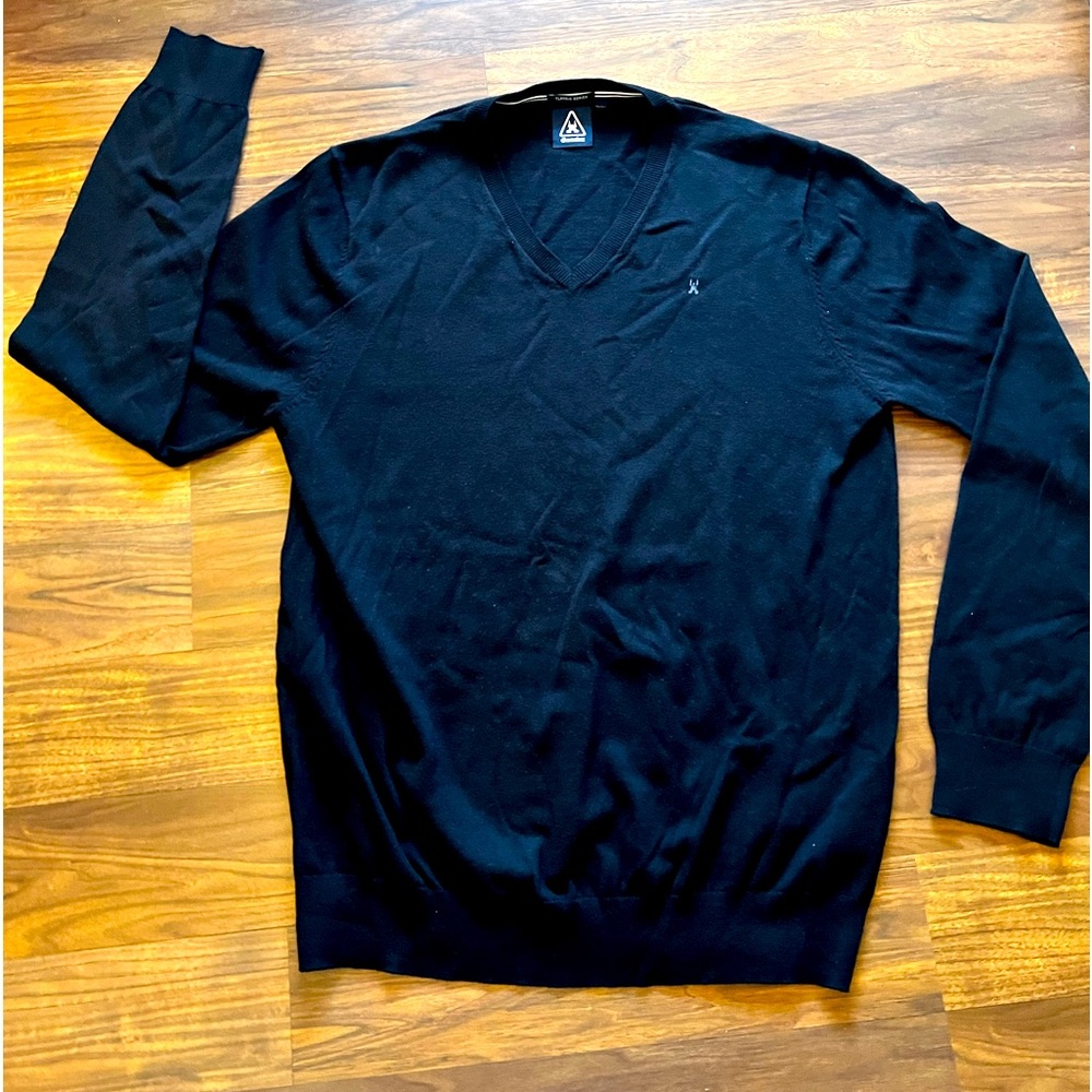 GAASTRA Jumper Men's LARGE Long Sleeve Knitted V Neck Stretchy Dark preowned